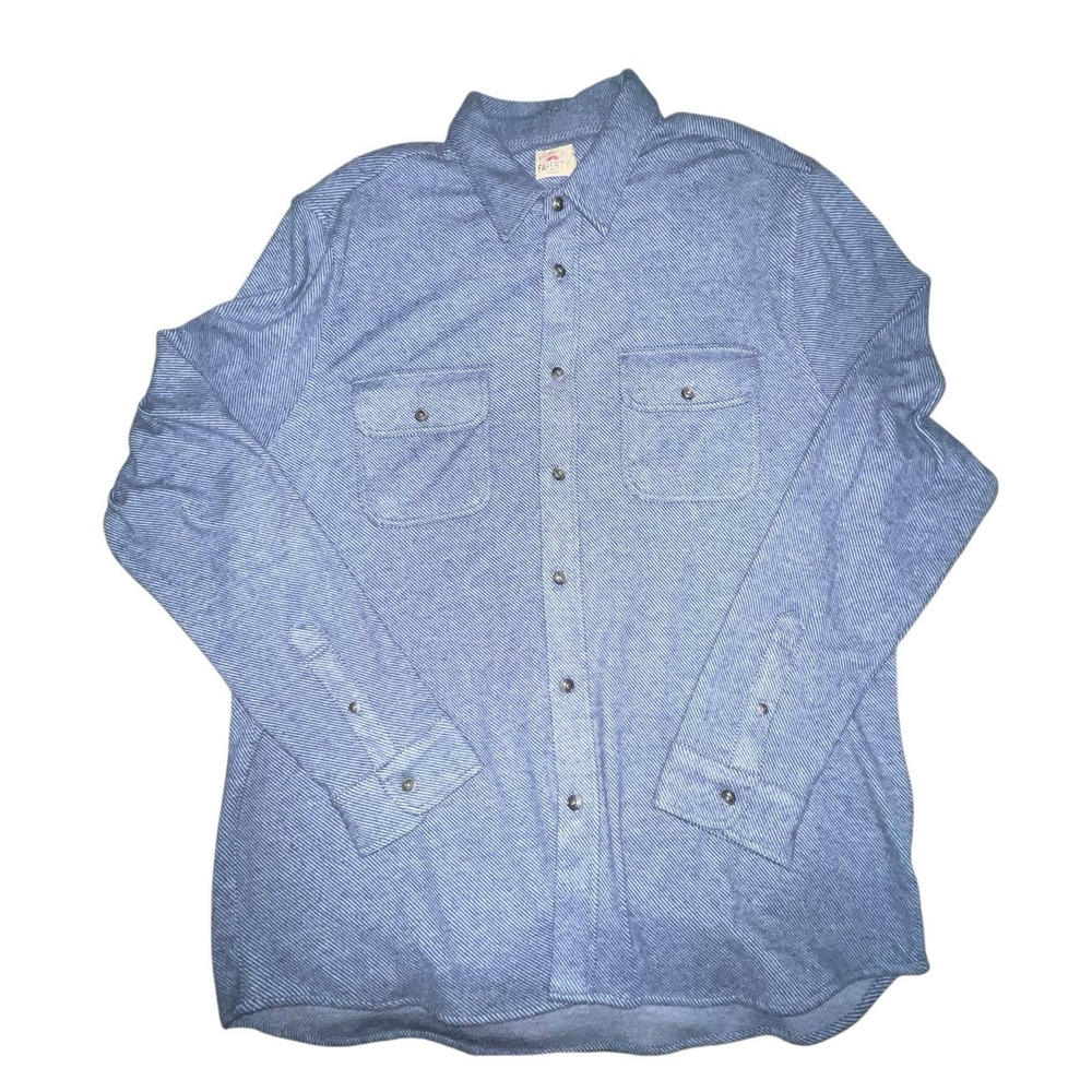 NWT! Faherty Legend‎ Sweater Shirt Washed Blue Twill MXC0002 Men's XXL MSRP $178